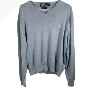 Polo Ralph Lauren Light‎ Blue V-Neck Pima Cotton Sweater Men XL Pony Lightweight